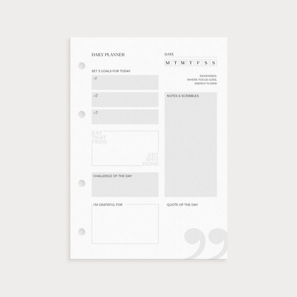 Daily Planner Seite mit Datum Goals Notes und mehr