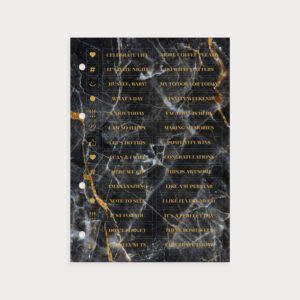 Sticker Marble Black Icons und Sprüche in Gold