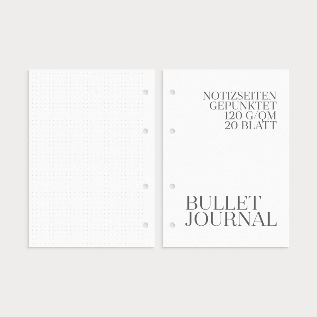 Notizseiten Bullet Journal - verschiedene Papierstärken 