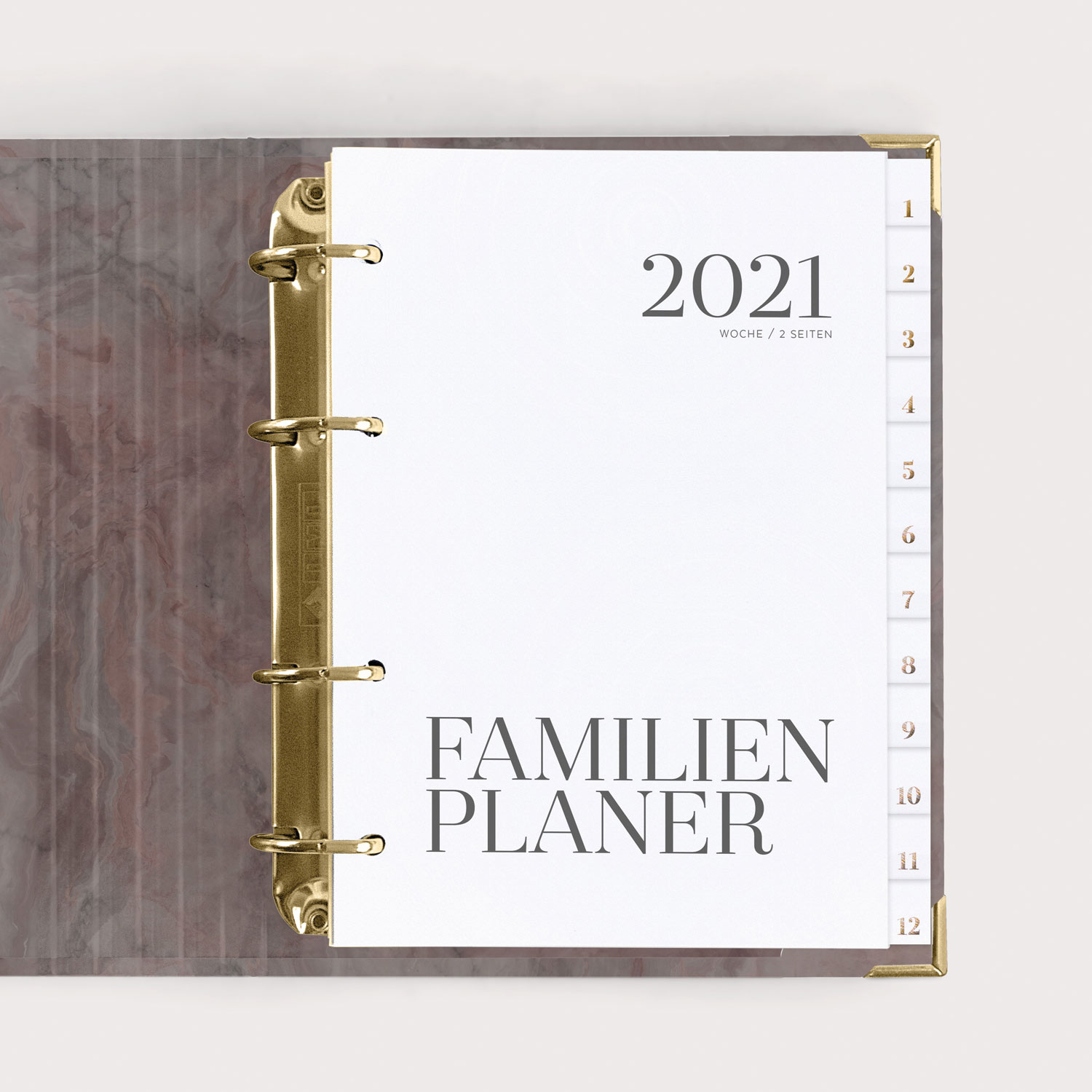 Familienplaner Nude 2021 mit weißen Registern