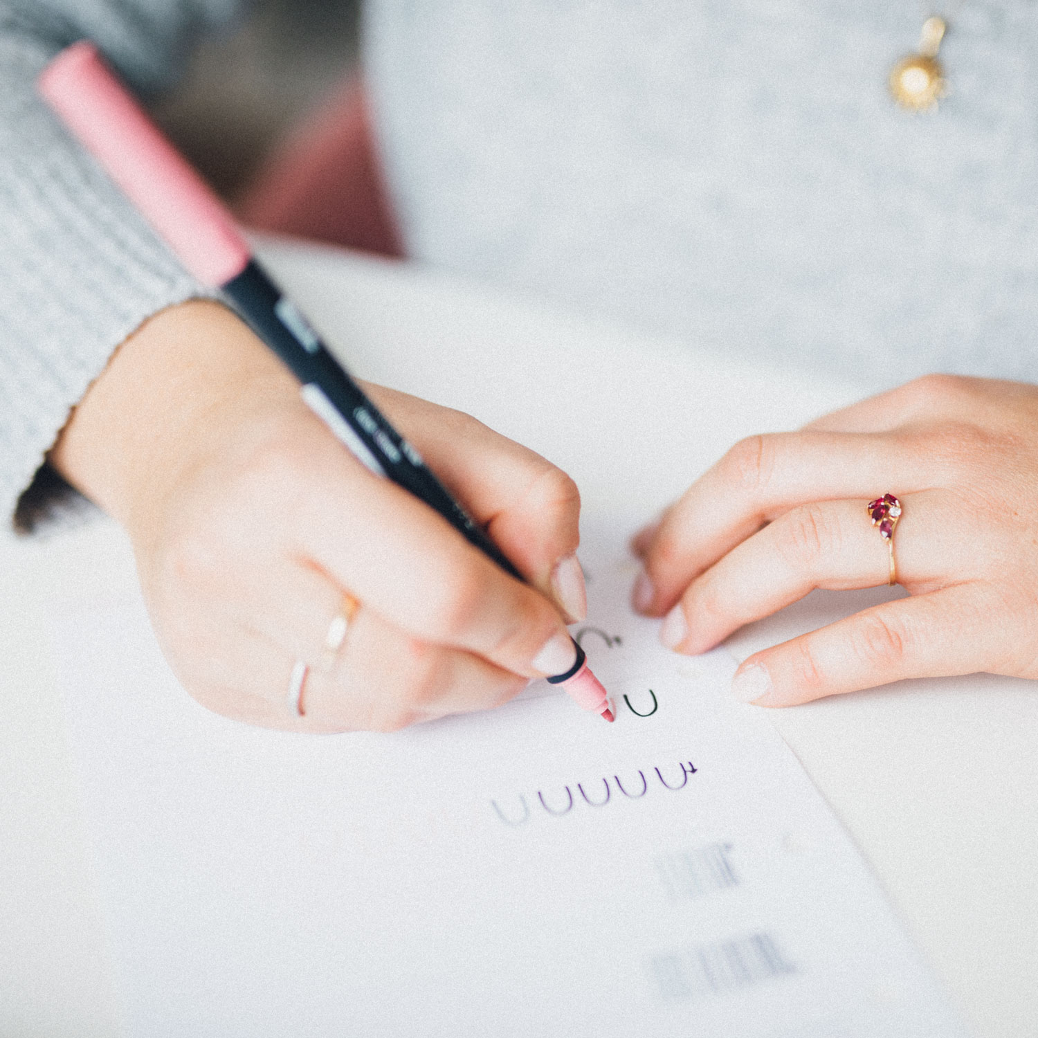 Brushlettering und Handlettering Übungsblatt