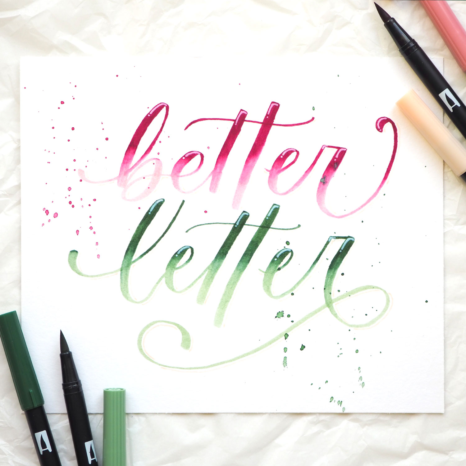 Handlettering und Brushlettering Sprüche im Brushlettering Beginner Bundle